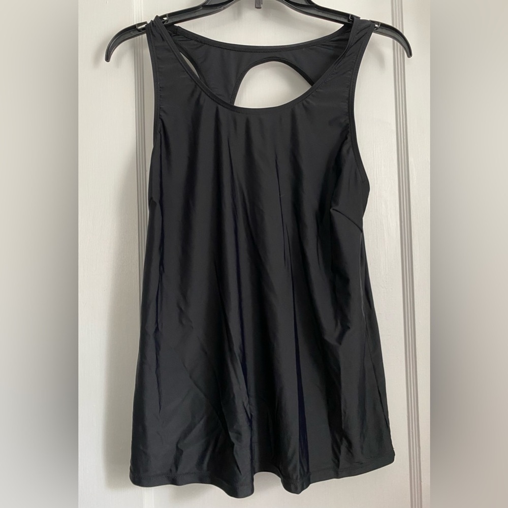 Women’s Black Open Back Tank Top, Size: Large